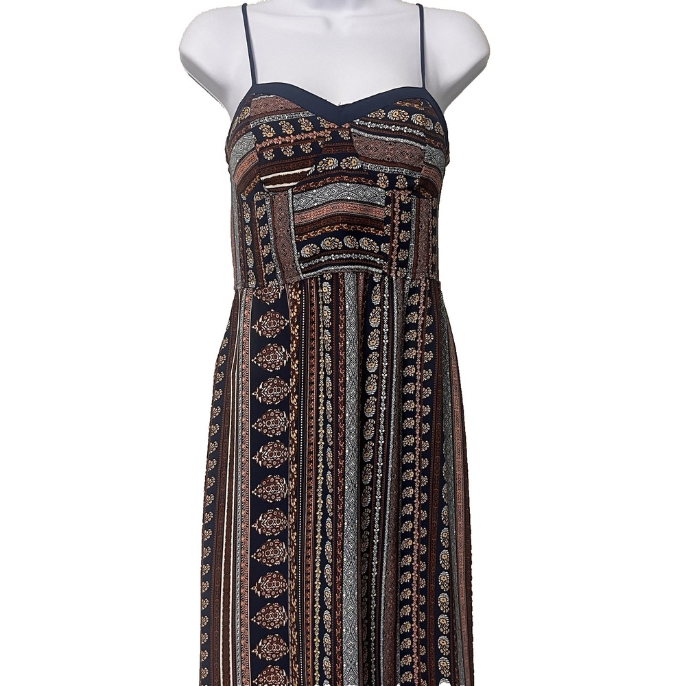 Xhilaration spaghetti strap maxi dress M bohemian floral navy smocked